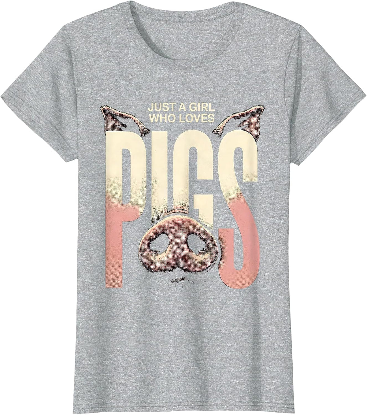 Women's Just A Girl Who Loves Pigs Funny Pig Lover Animal Humor T-Shirt - Heather Grey