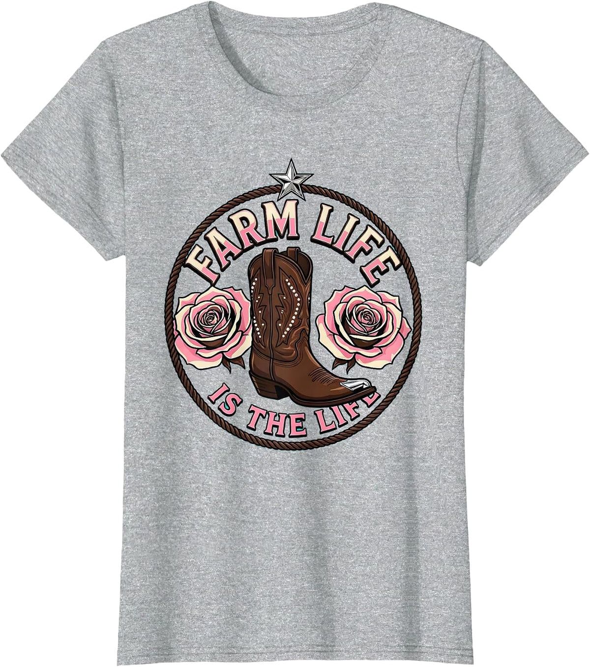 Women's Farm Life Is The Life Rustic Country Design T-Shirt - Heather Grey