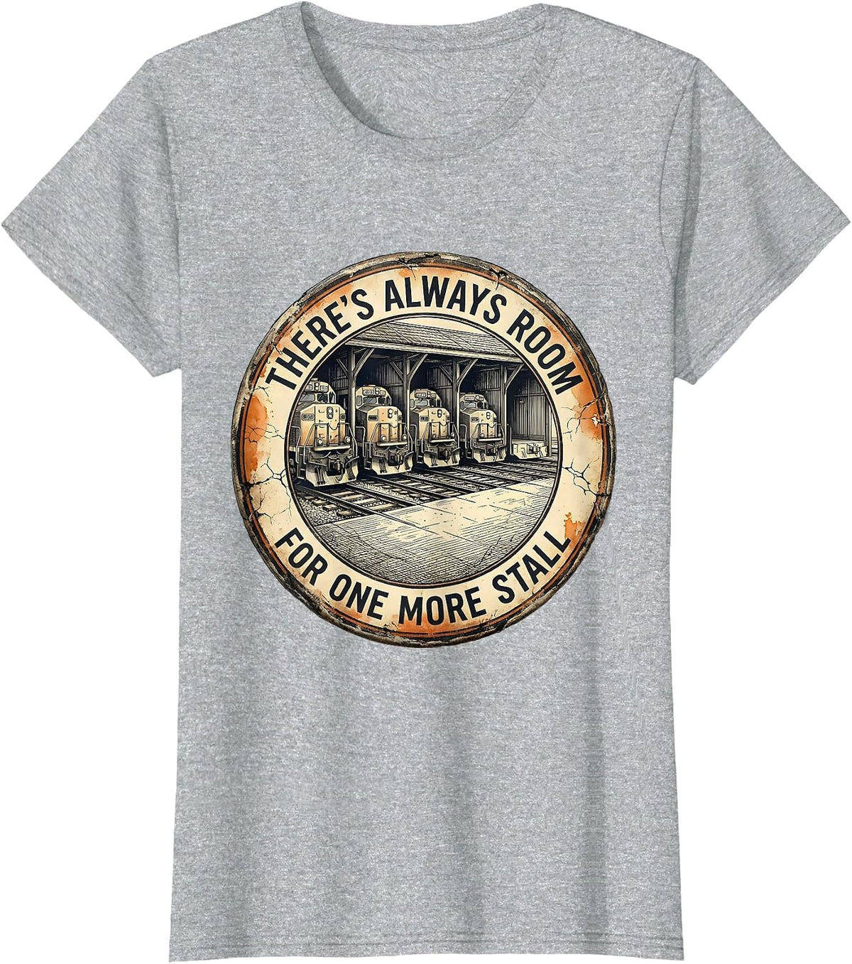 There's Always Room For One More Stall Funny Train T-Shirt - Heather Grey