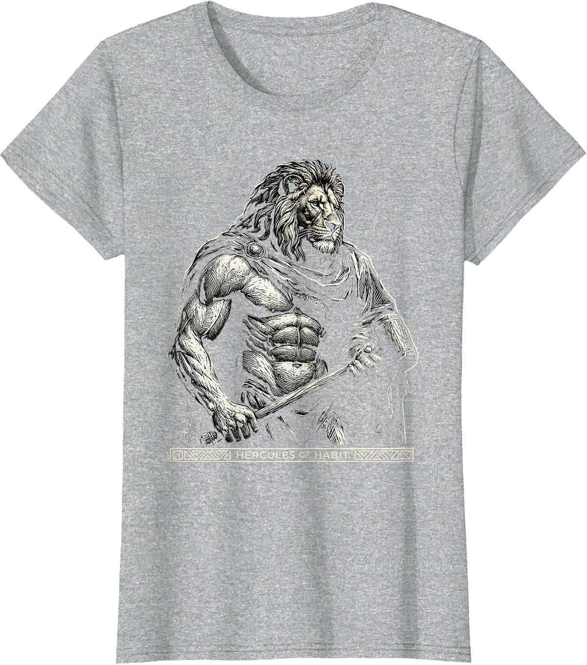 Women's Hercules Of Habit Funny Greek Mythology Gods Pun Parody T-Shirt - Heather Grey