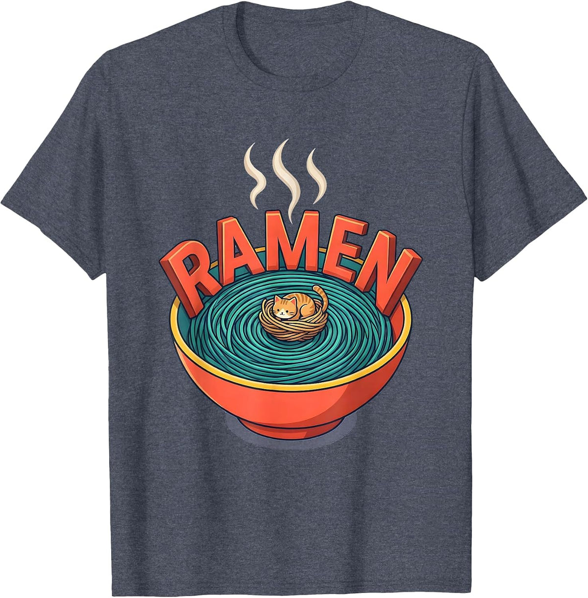 RAMEN Kawaii Cat Anime Funny Japanese Noodle Lover Gift T-Shirt - Heather Blue