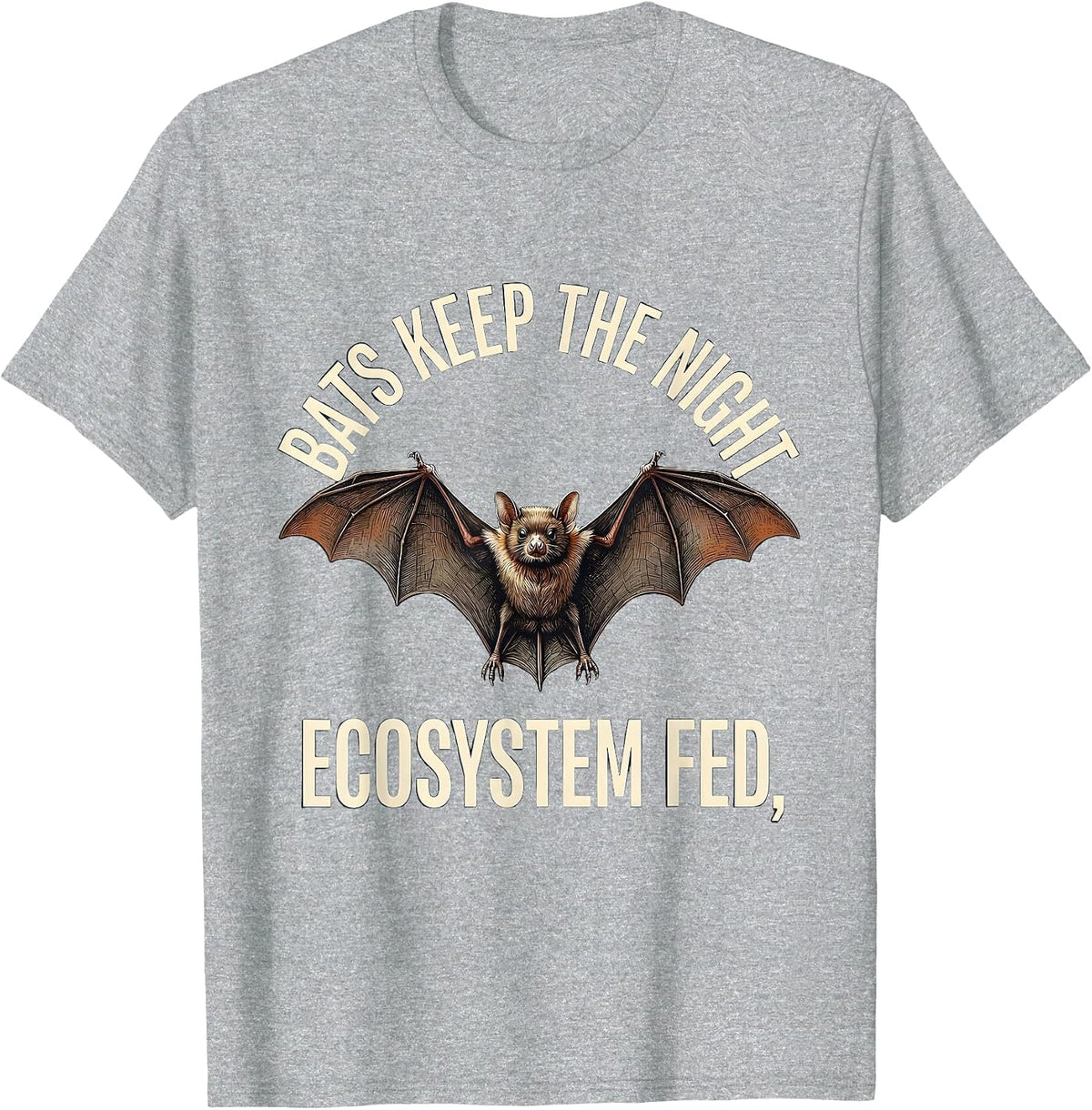 Men's Bats Keep The Night Ecosystem Fed Funny Bat Lover Wildlife T-Shirt - Heather Grey