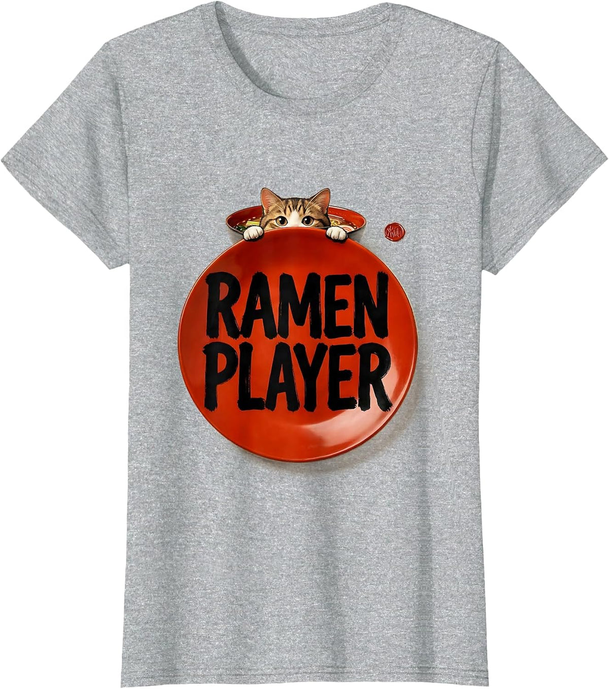 Women's Ramen Player Funny Cat Ramen Anime Kawaii Japanese Art Gift T-Shirt - Heather Grey