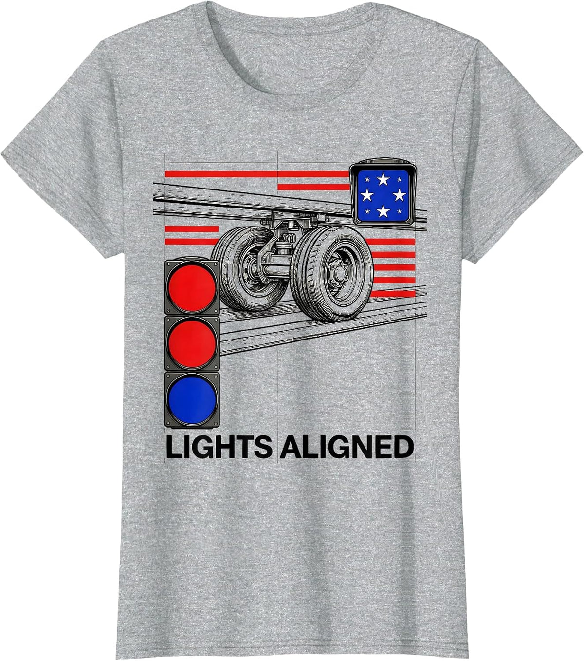 Women's Lights Aligned Swiss International RC Car Racing Drag Strip T-Shirt - Heather Grey