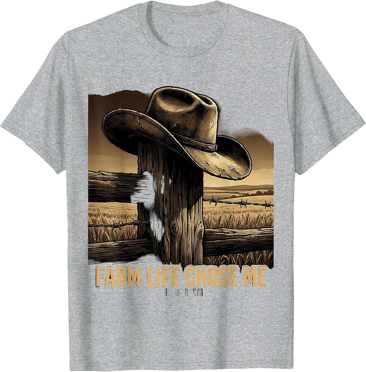 Men's Farm Life Chose Me Country Living Design T-Shirt - Heather Grey
