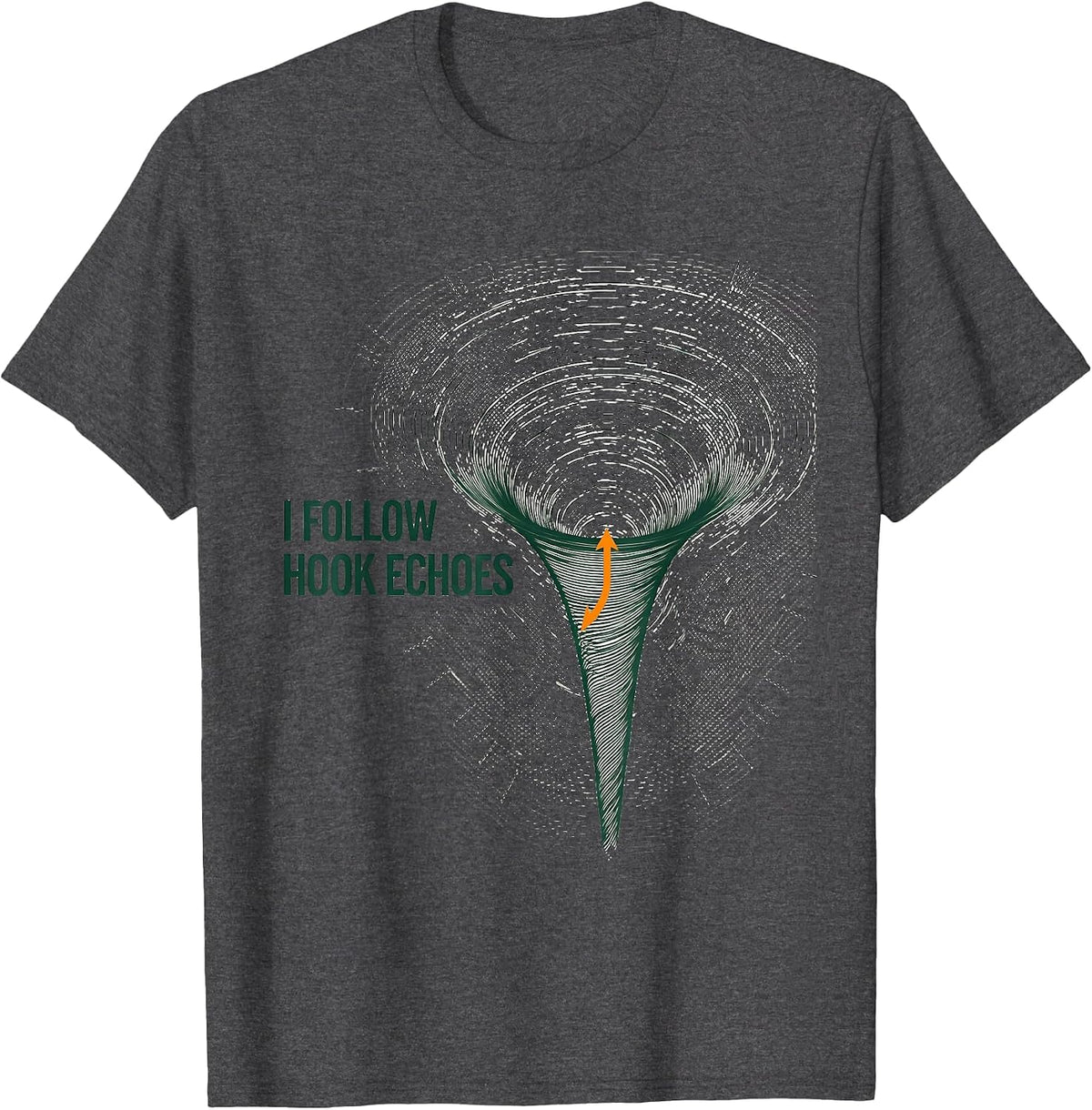 Men's I Follow Hook Echoes Topographic Contour Storm Chaser T-Shirt - Dark Heather Grey