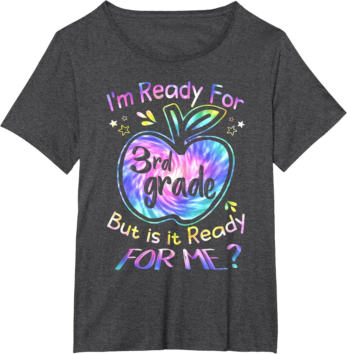 Ready for 3rd Grade Tie Dye Back to School Hello Third Grade T-Shirt - Dark Heather Grey