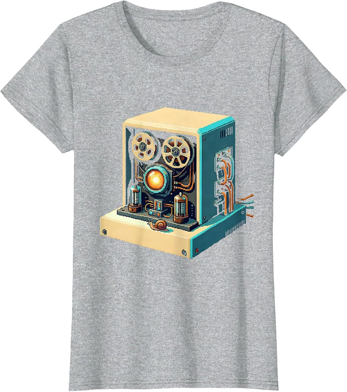 Women's Pixel-Art Vintage Computer Aging Humor T-Shirt - Heather Grey