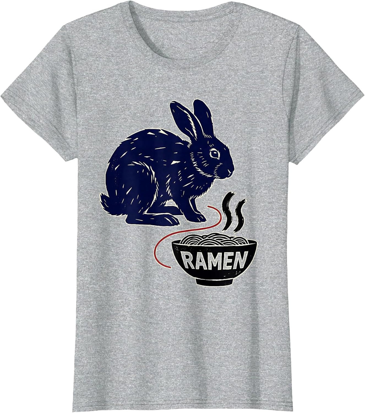 Ramen Cute Japanese Hare Kawaii Anime Animal Food Lover Gift T-Shirt - Heather Grey