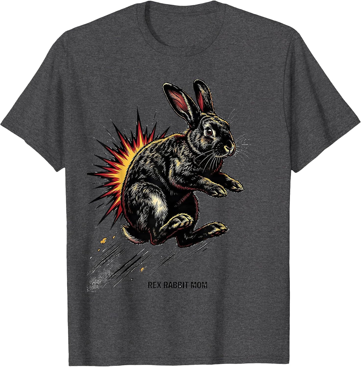 Rex Rabbit Mom Comic Book Alt Goth Bunny Lover Humor T-Shirt - Dark Heather Grey
