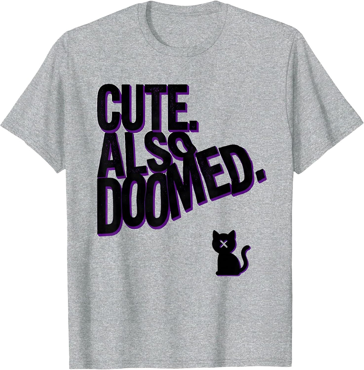 Men's Cute Also Doomed Pastel Goth Kawaii Creepy Cat New Wave T-Shirt - Heather Grey