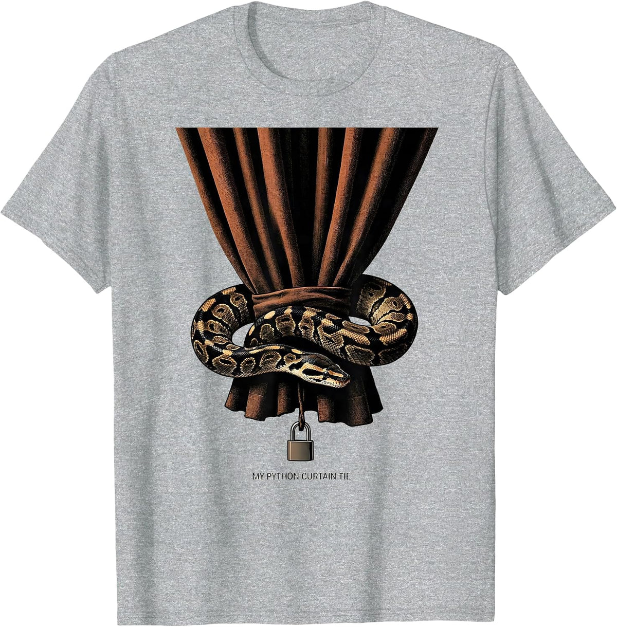 Men's My Python Curtain Tie Funny Ball Python Reptile Lover Gift T-Shirt - Heather Grey