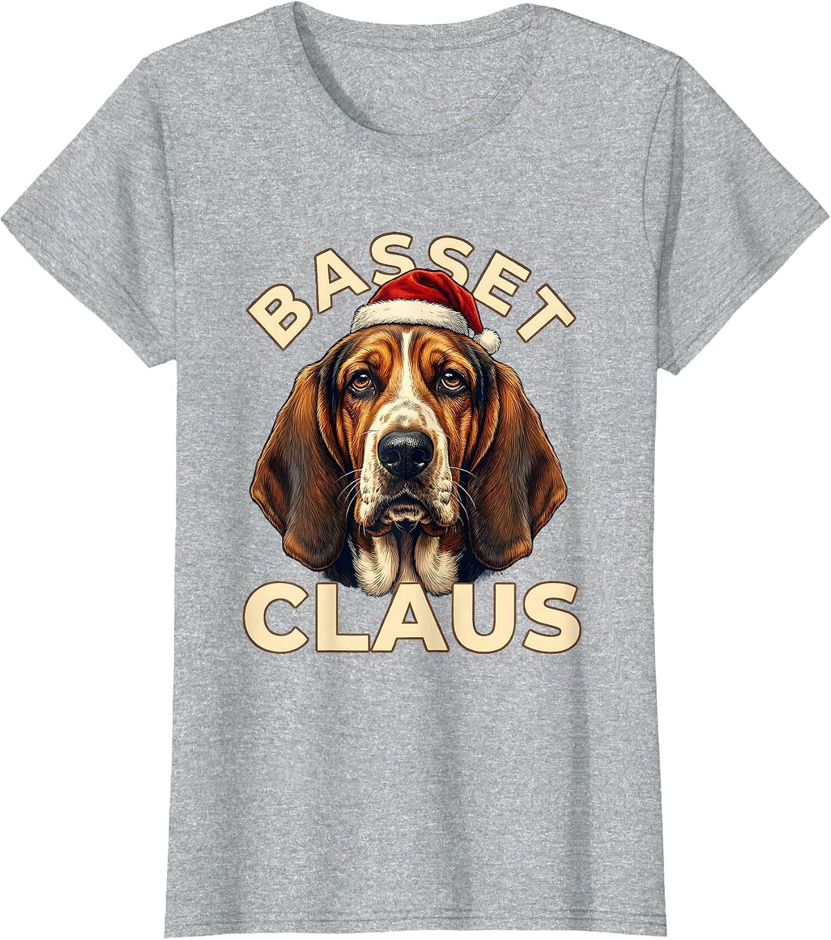 Basset Claus Funny Basset Hound Christmas Dog Lover Gift T-Shirt - Heather Grey