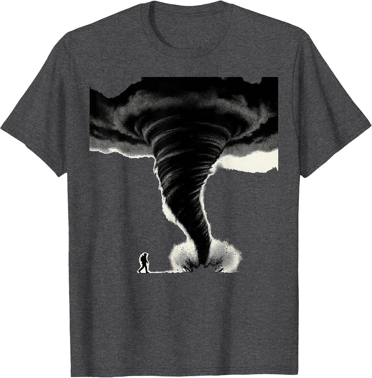 Right-Leaning Tornado Funnel Storm Chaser Meteorology T-Shirt - Dark Heather Grey