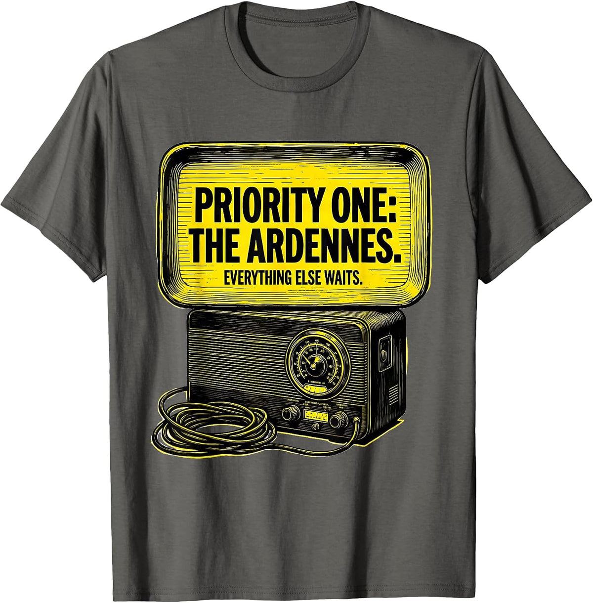 Men's Priority One: The Ardennes. Everything Else Waits WWII T-Shirt - Asphalt Grey