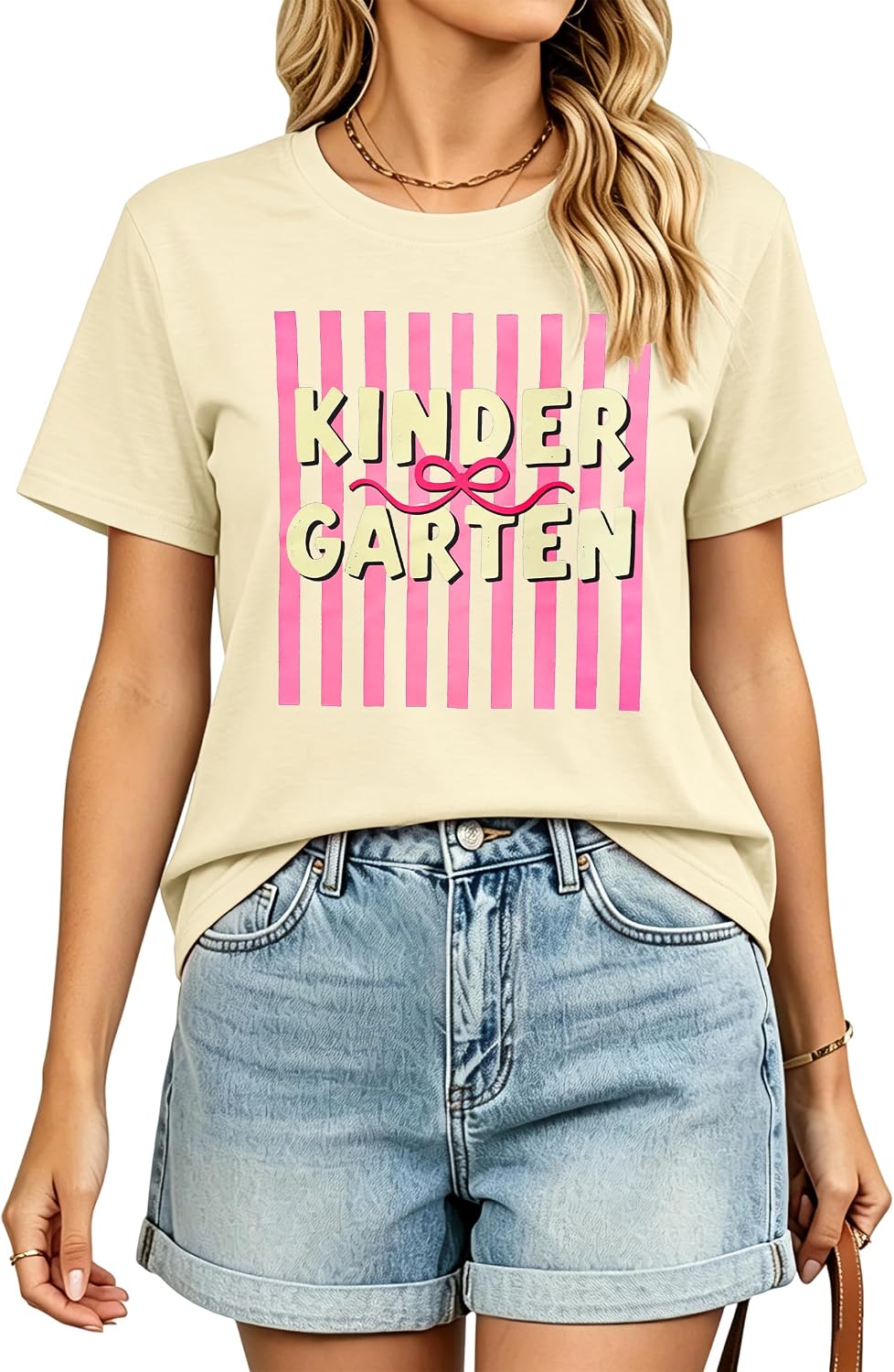 Kindergarten First Grade Teacher Shirt First Day of School Tee Top - Apricot