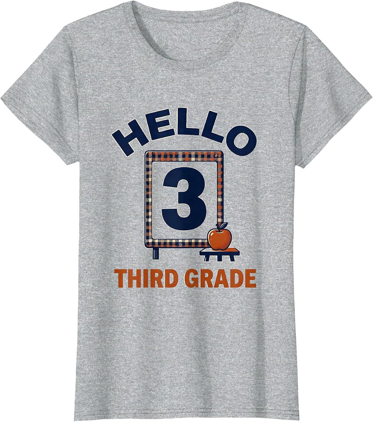 Women's Hello, Third Grade Cute Elementary Teacher Back To School T-Shirt - Heather Grey