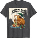 Men's Wheeking Over Christmas Dinner Funny Guinea Pig Santa Hat T-Shirt - Dark Heather Grey
