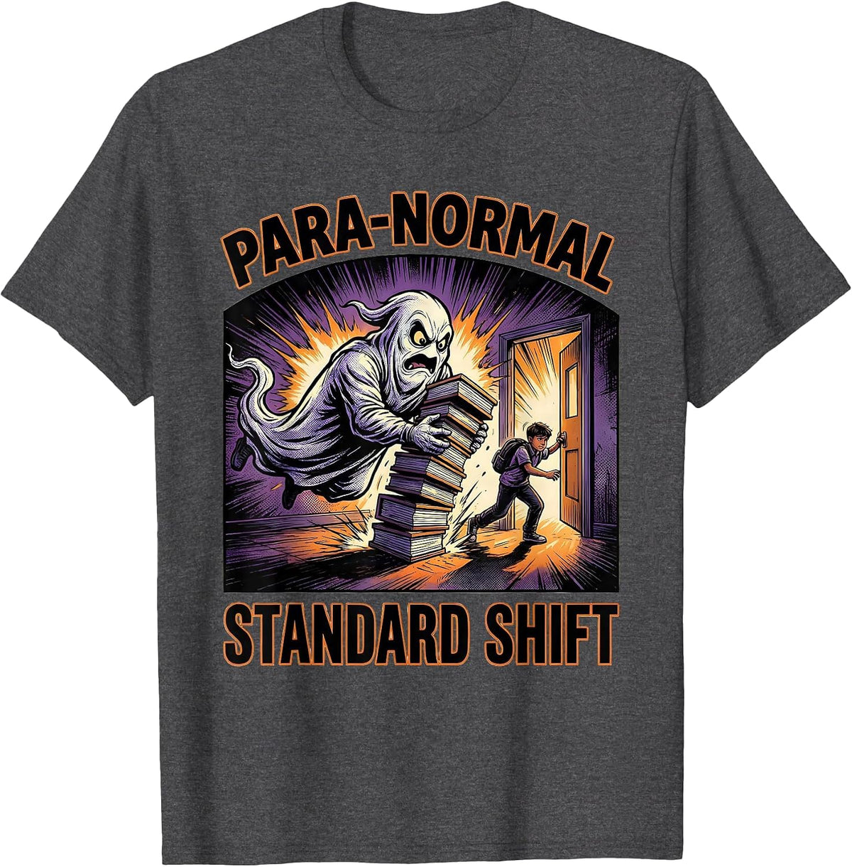 Para-Normal Standard Shift Comic Ghost Paraprofessional T-Shirt - Dark Heather Grey