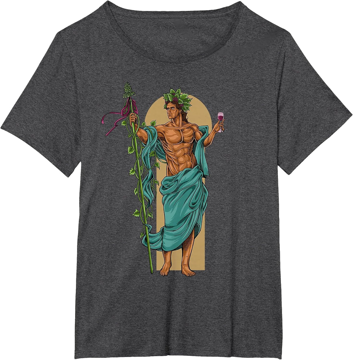 God of Greek Mythology - Bacchus Dionysus T-Shirt - Dark Heather Grey