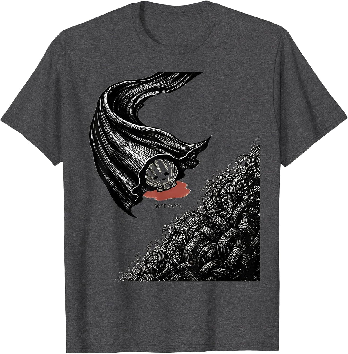 Soft Kappa Horror Kawaii Goth Anime Aesthetic T-Shirt - Dark Heather Grey
