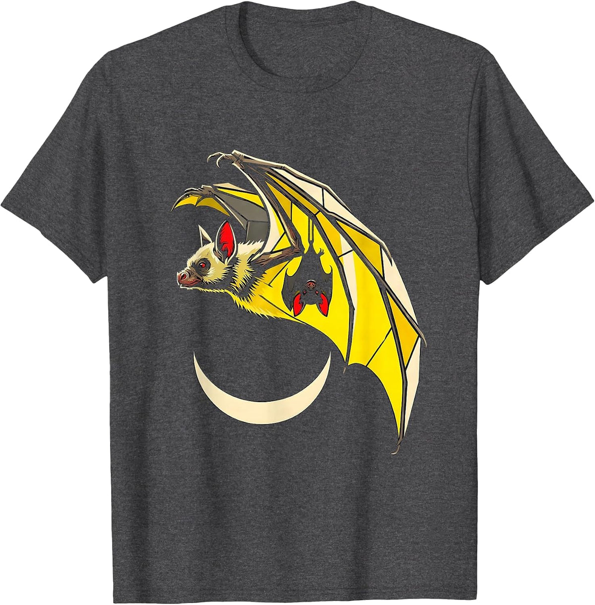 Bat Silhouette Stencil Graphic Wildlife Conservation T-Shirt - Dark Heather Grey