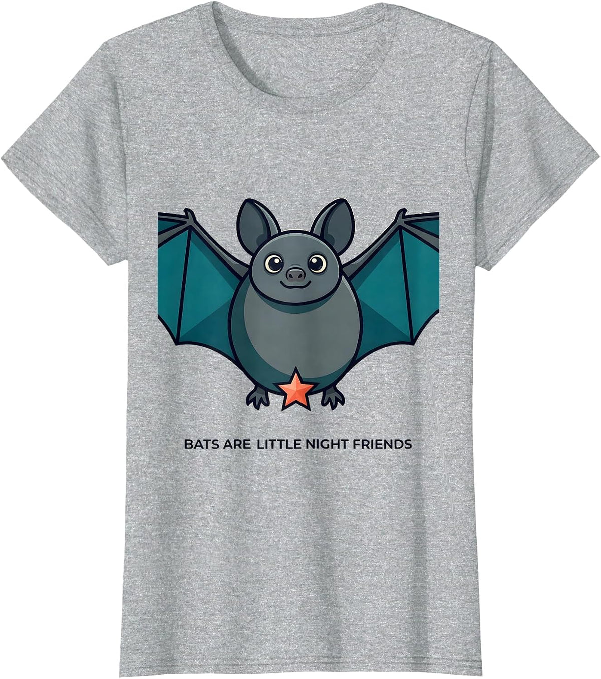 Women's Bats Are Little Night Friends Funny Bat Lover Wildlife Humor T-Shirt - Heather Grey