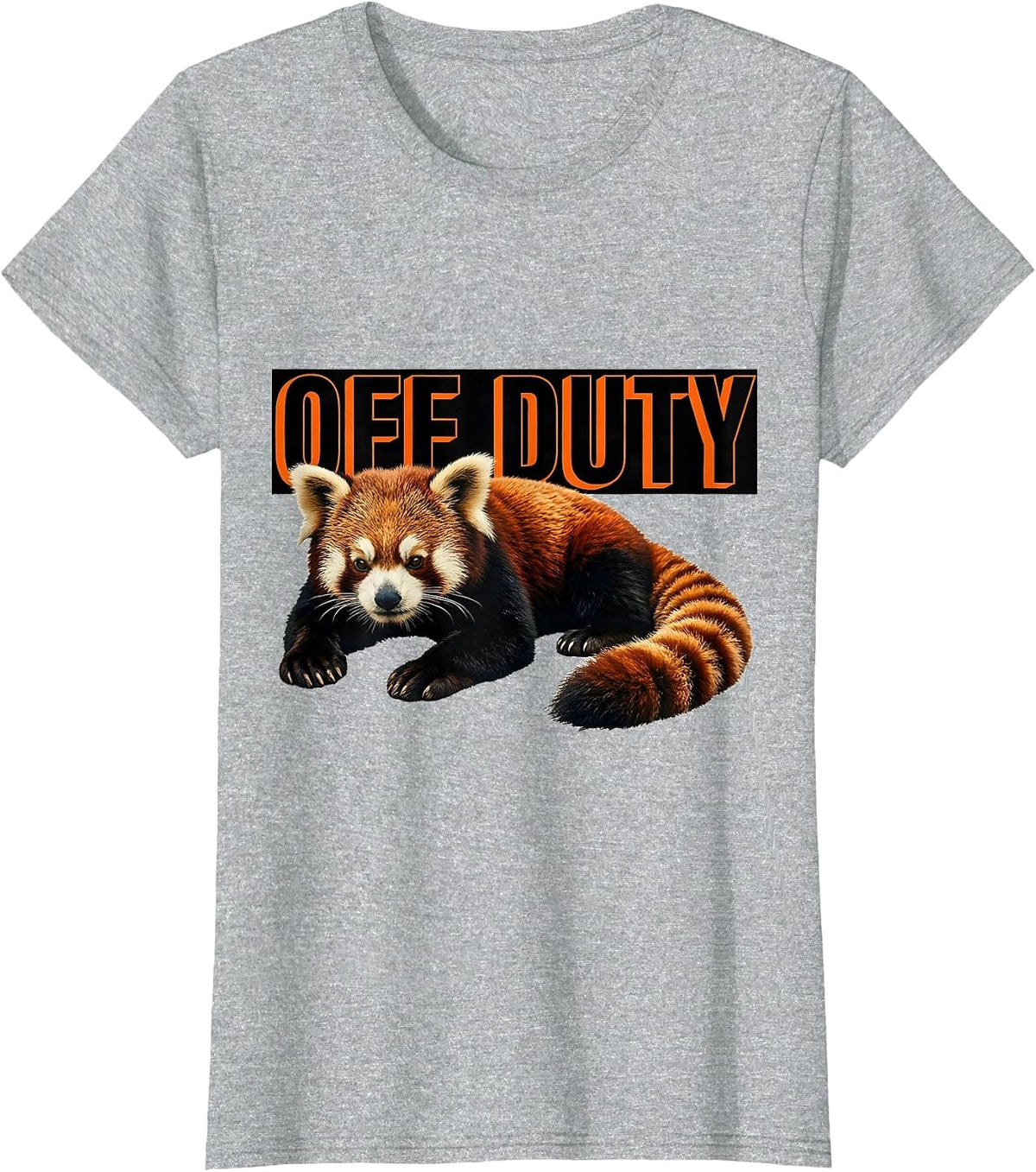 Off Duty Brutalist Graphic Red Panda Lover Animal Enthusiast T-Shirt - Heather Grey