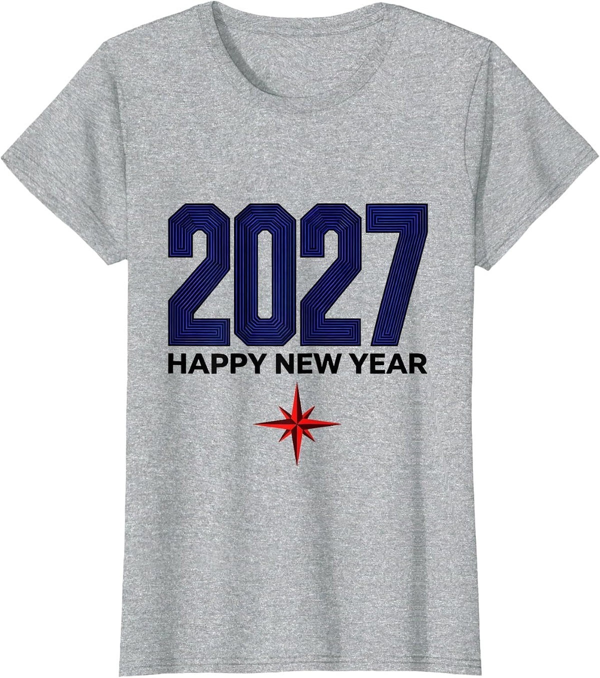 Happy New Year 2027 Geometric Party Host Family Matching T-Shirt - Heather Grey