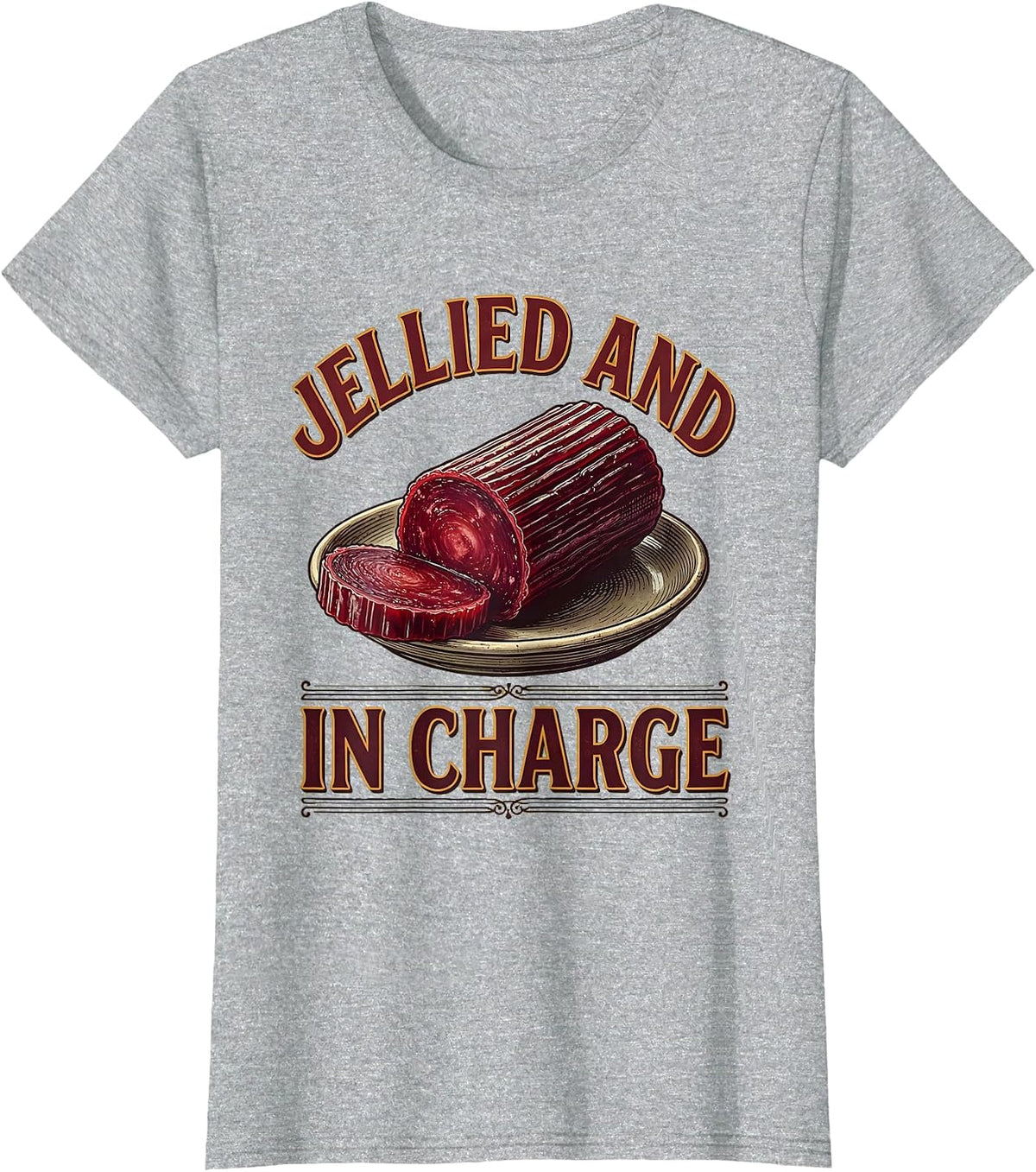 Jellied And In Charge Vintage Funny Thanksgiving Cranberry T-Shirt - Heather Grey