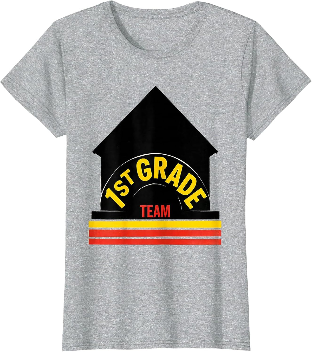 Women's 1st Grade Team Schoolhouse Teacher Back To School Crew T-Shirt - Heather Grey