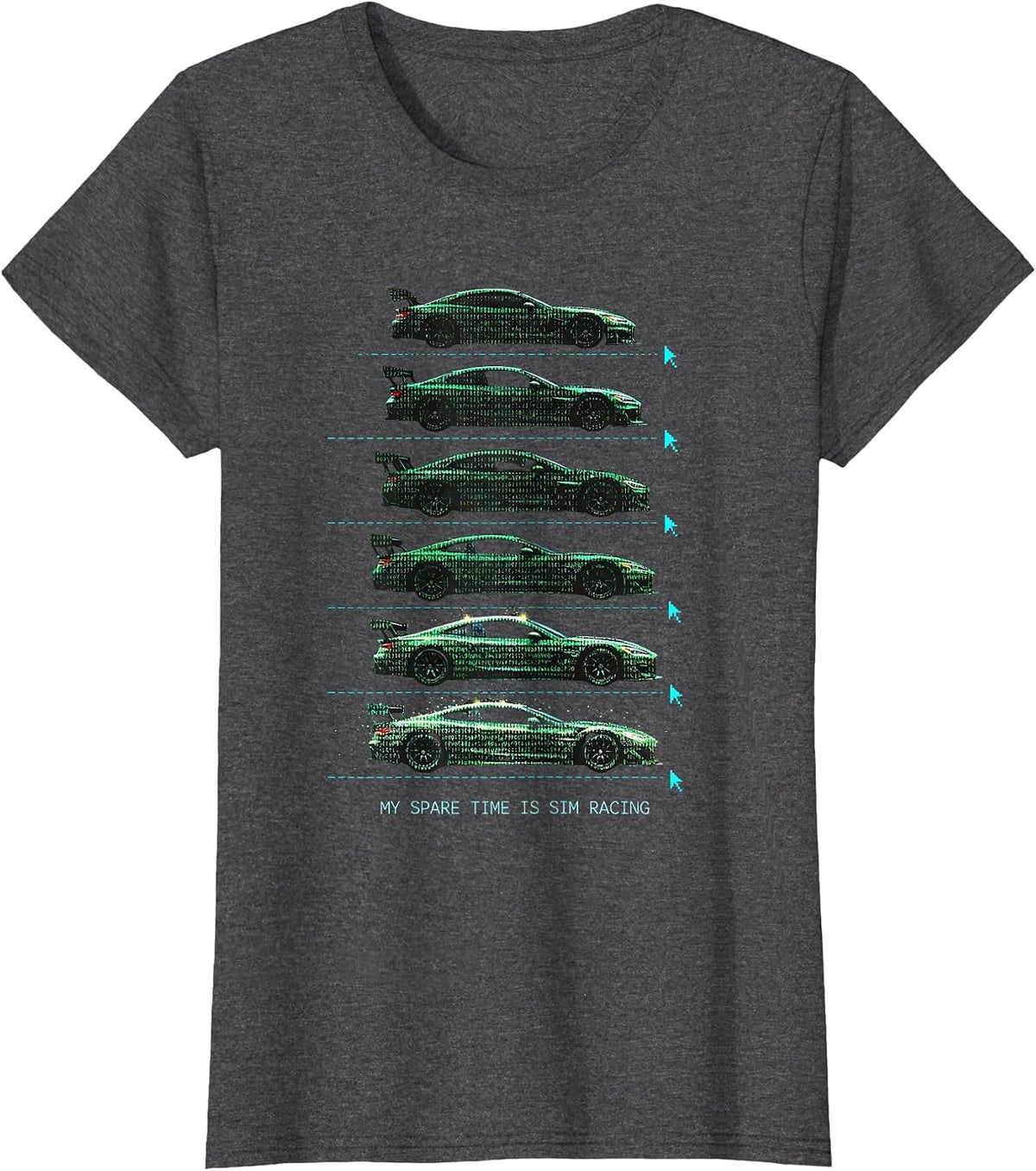 Women's My Spare Time Is Sim Racing Funny Car Enthusiast Hobbyist T-Shirt - Dark Heather Grey