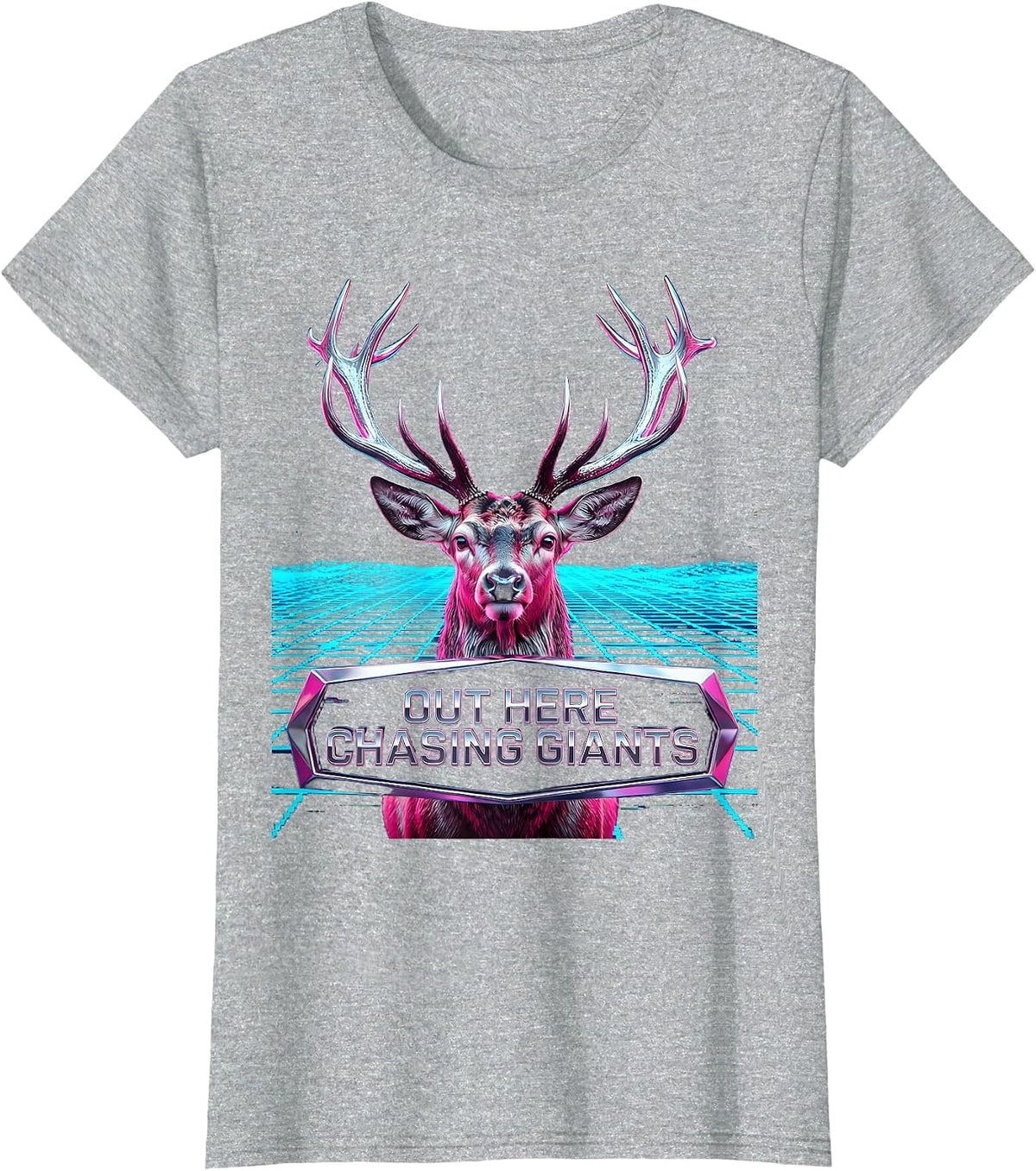 Out Here Chasing Giants Bold Fishing Design T-Shirt - Heather Grey