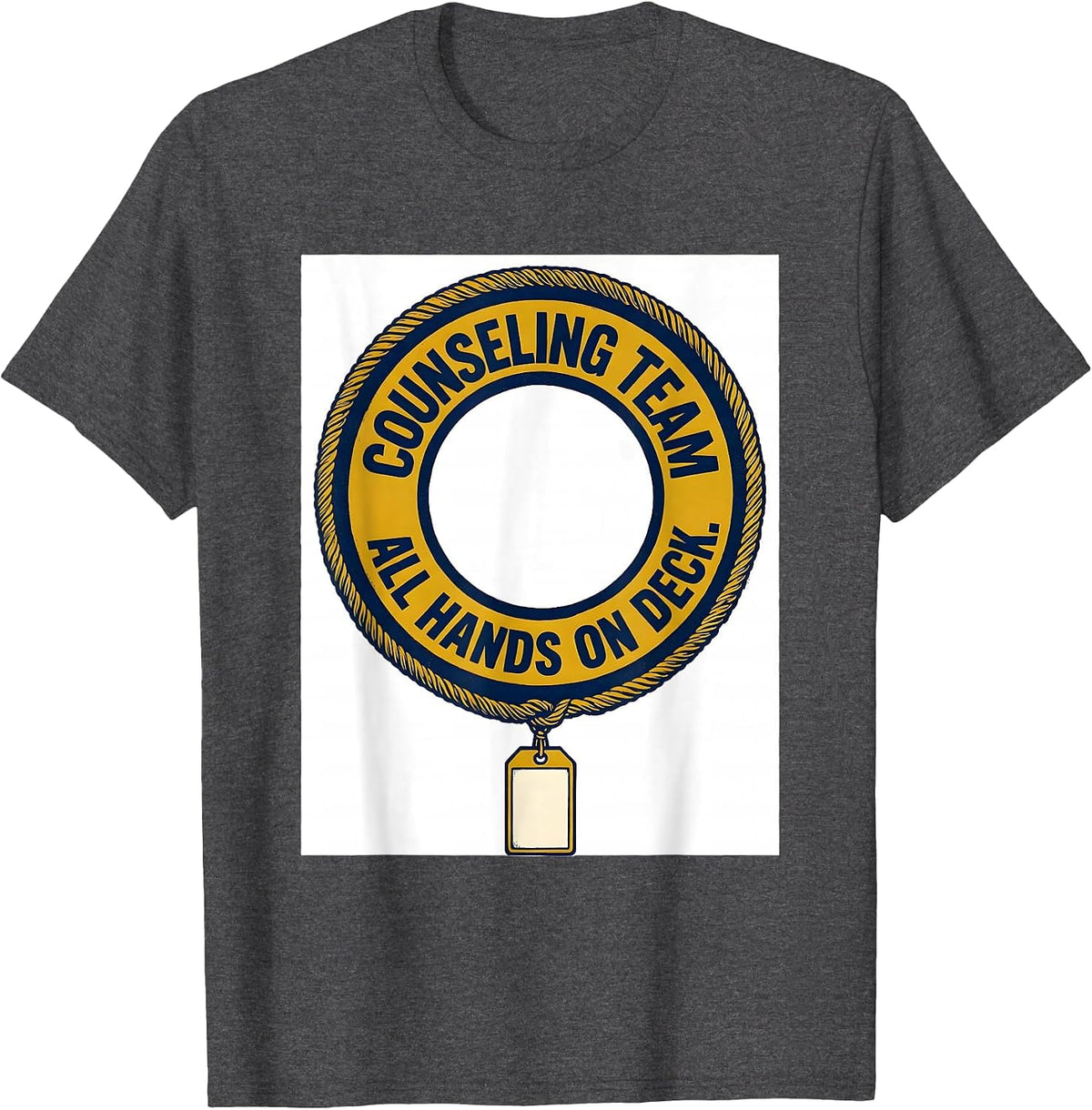 Men's Counseling Team All Hands On Deck Groovy Retro School T-Shirt - Dark Heather Grey