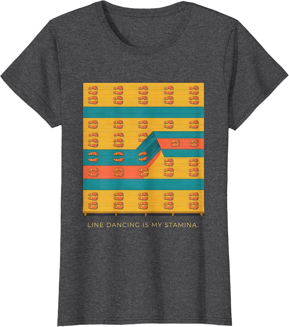Women's Line Dancing Is My Stamina Funny Line Dance Lover Humor T-Shirt - Dark Heather Grey