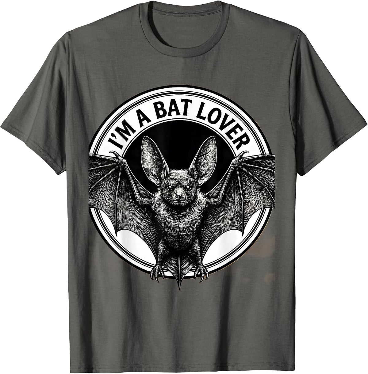 Men's I'm A Bat Lover Line Art Bat Enthusiast Wildlife T-Shirt - Asphalt Grey
