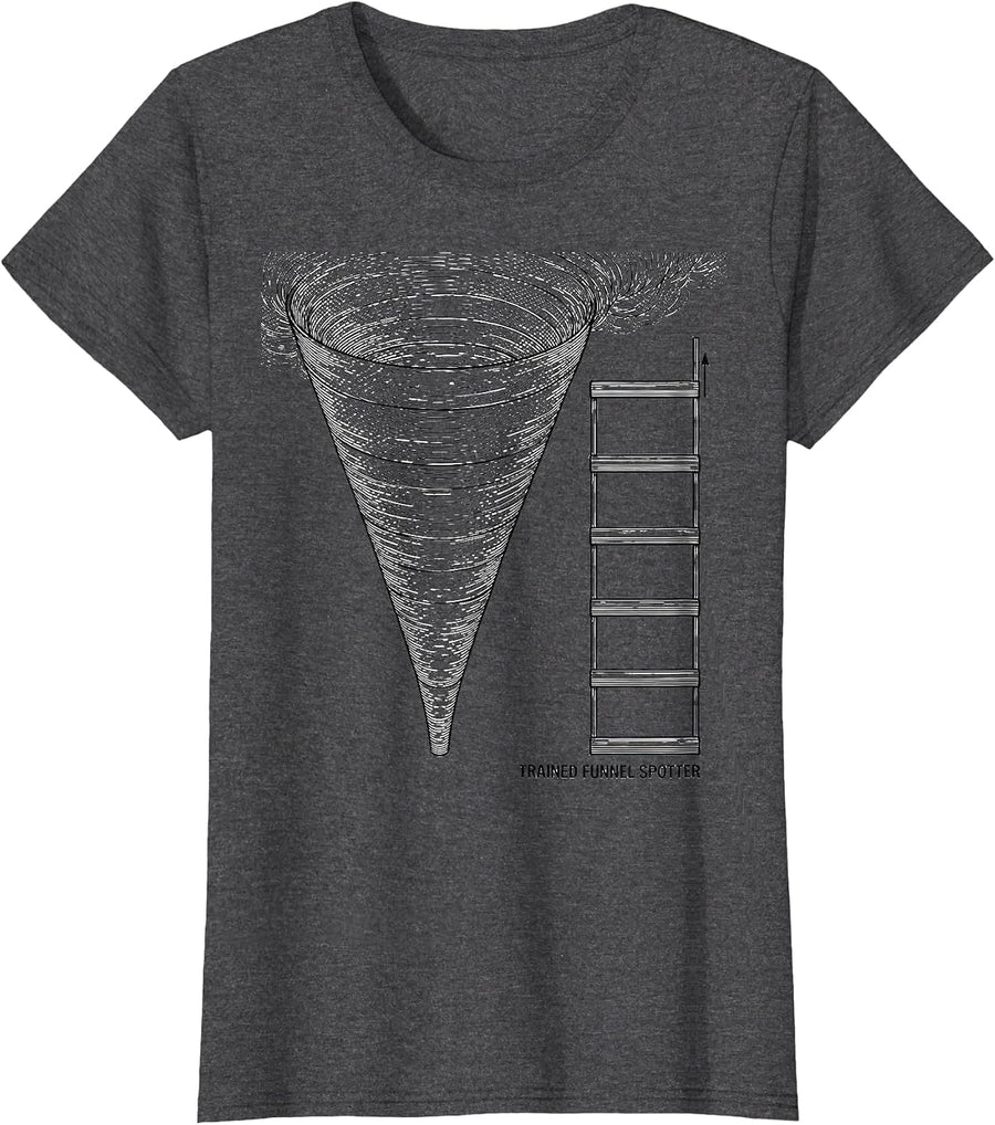 Women's Trained Funnel Spotter Funny Storm Chaser Meteorology Humor T-Shirt - Dark Heather Grey