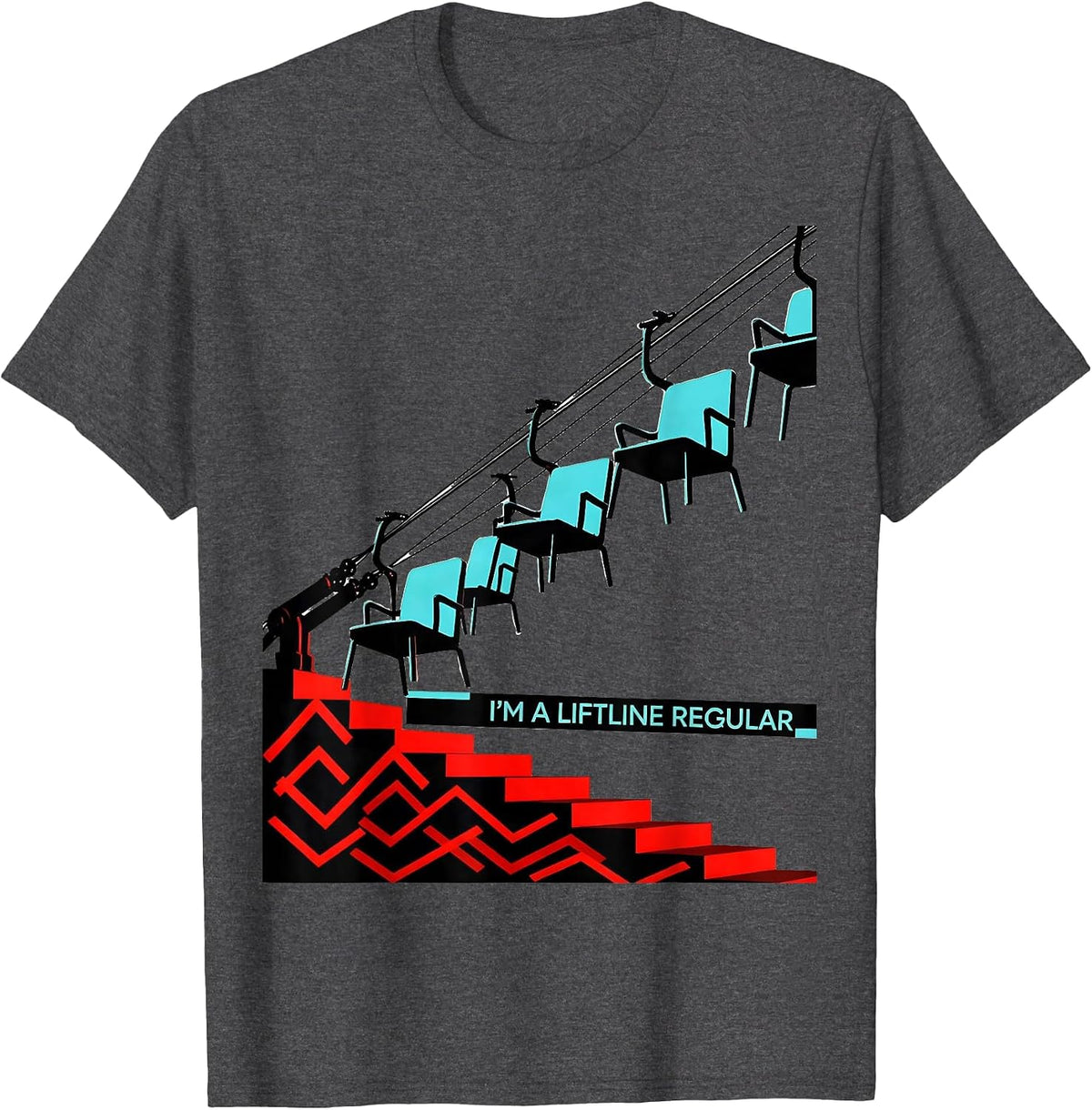 I'm A Liftline Regular Funny Ski Dad Snowboarder Humor T-Shirt - Dark Heather Grey