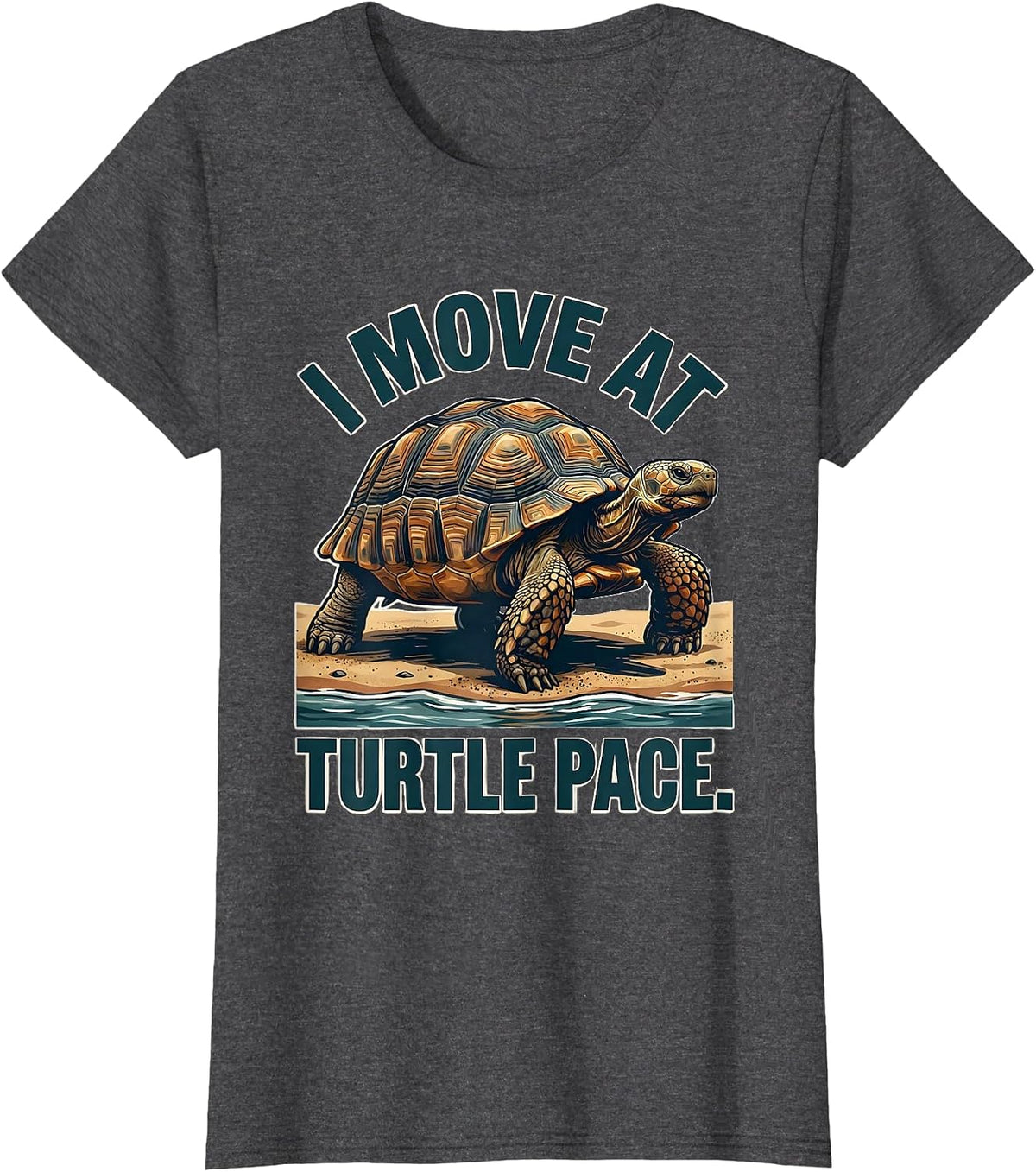 Women's I Move At Turtle Pace Funny Tortoise Lover Beach Humor T-Shirt - Dark Heather Grey
