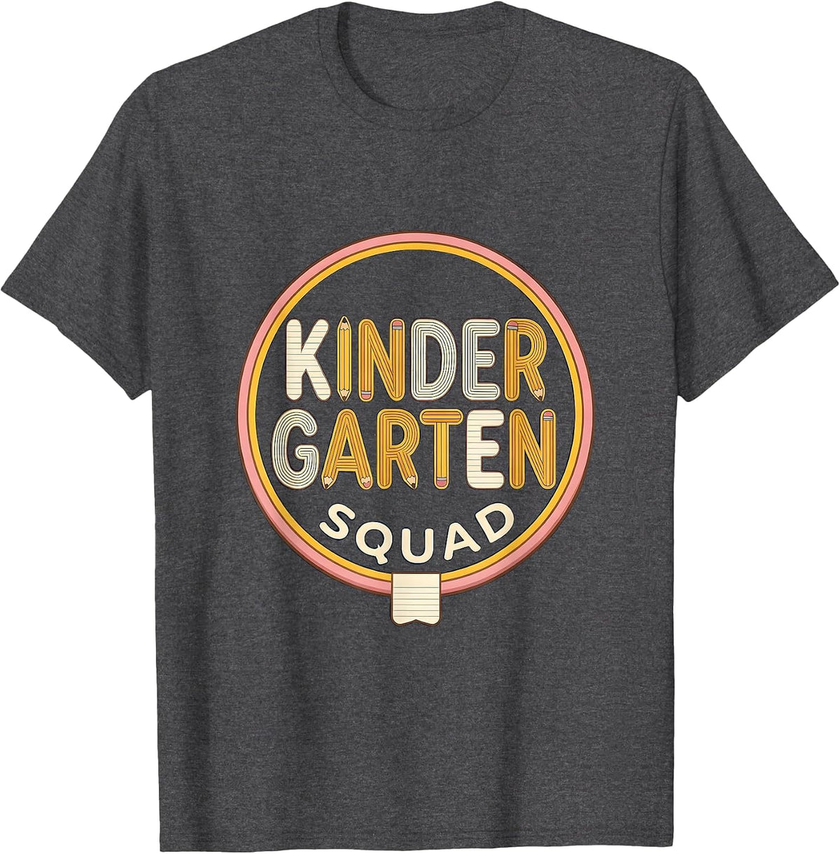 Kindergarten Squad Cheerful Back To School Teacher Student T-Shirt - Dark Heather Grey