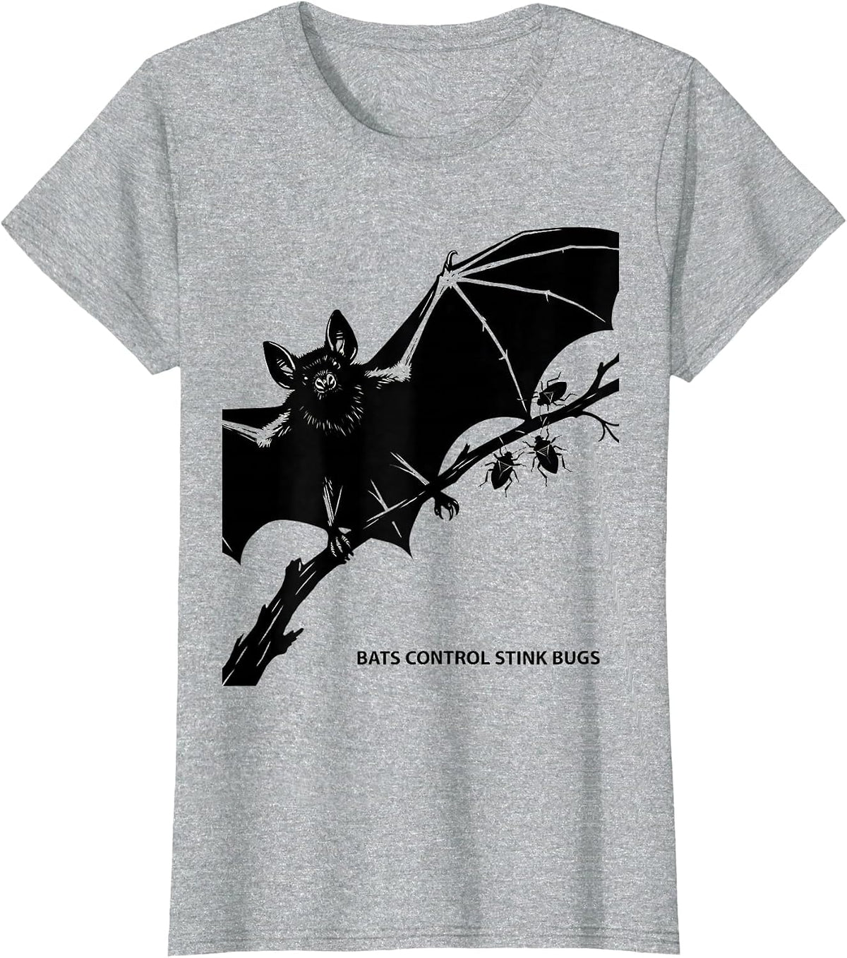 Bats Control Stink Bugs Vintage Gothic Bat Lover Halloween T-Shirt - Heather Grey