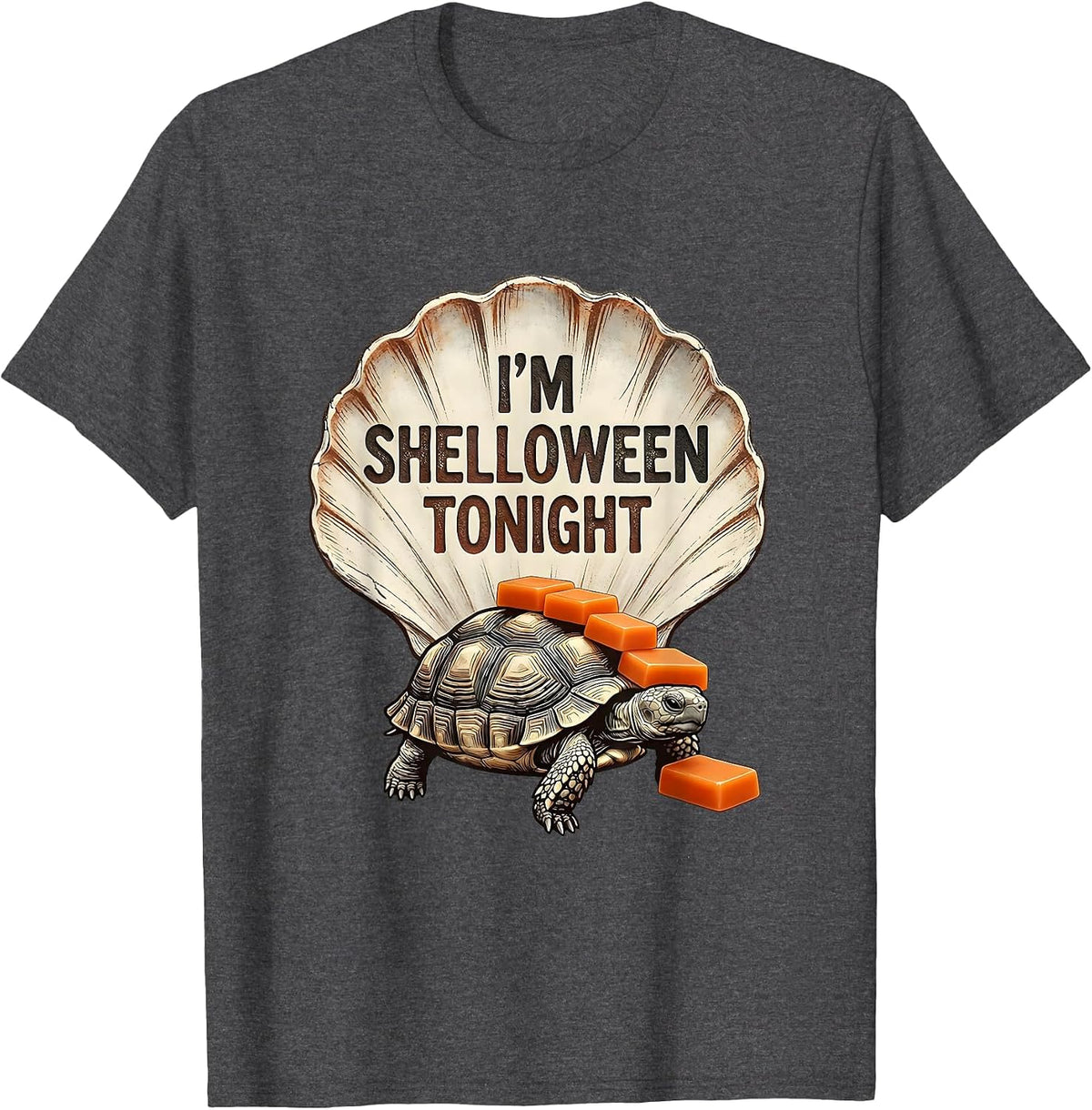 I'm Shelloween Tonight Funny Tortoise Halloween Costume Gift T-Shirt - Dark Heather Grey