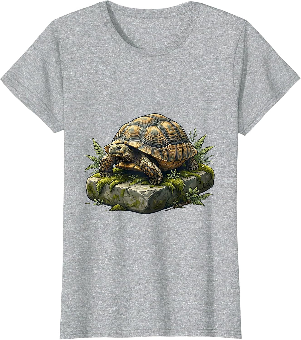 Be Still Tortoise on Ancient Mossy Stone T-Shirt - Heather Grey