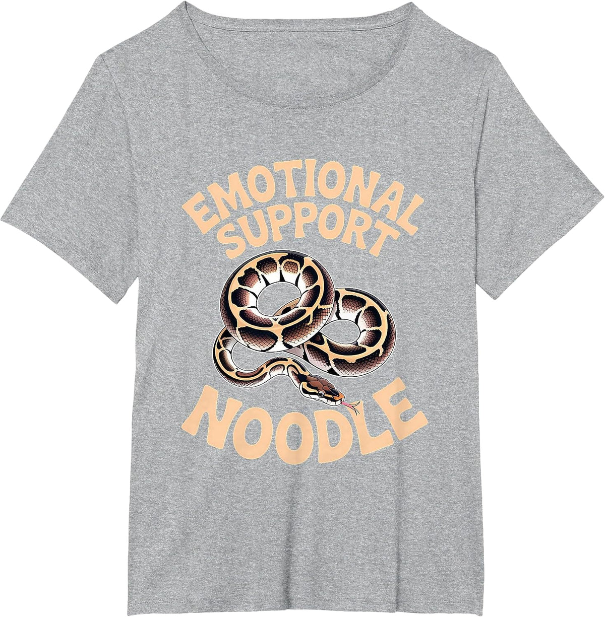 Emotional Support Noodle Ball Python Snake T-Shirt - Heather Grey