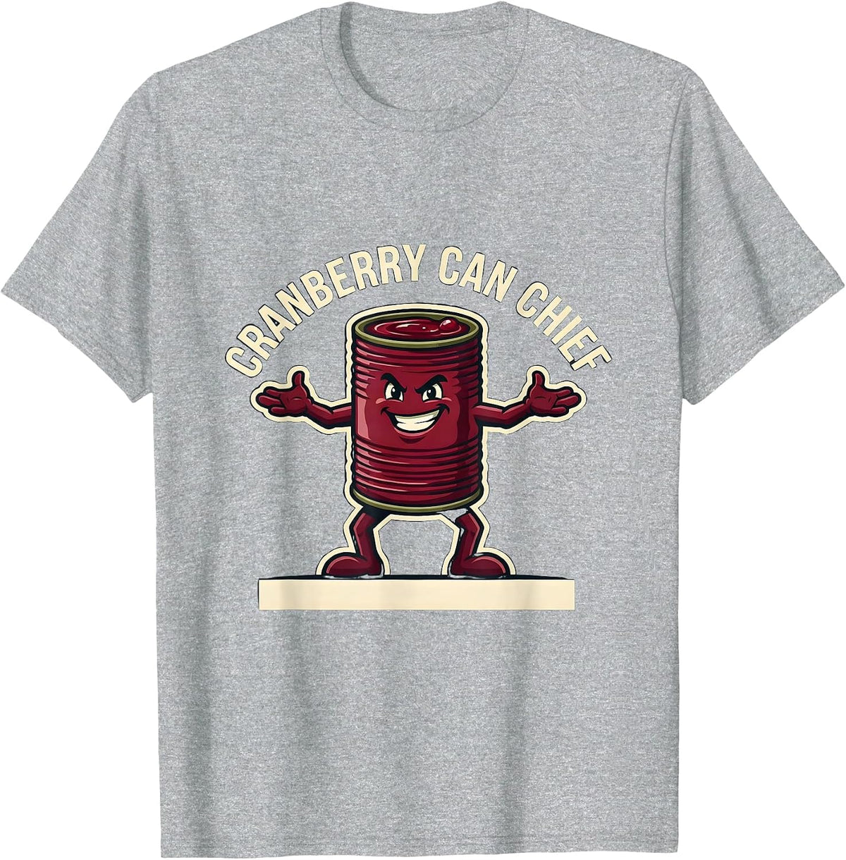 Men's Cranberry Can Chief Funny Thanksgiving Canned Cranberry T-Shirt - Heather Grey