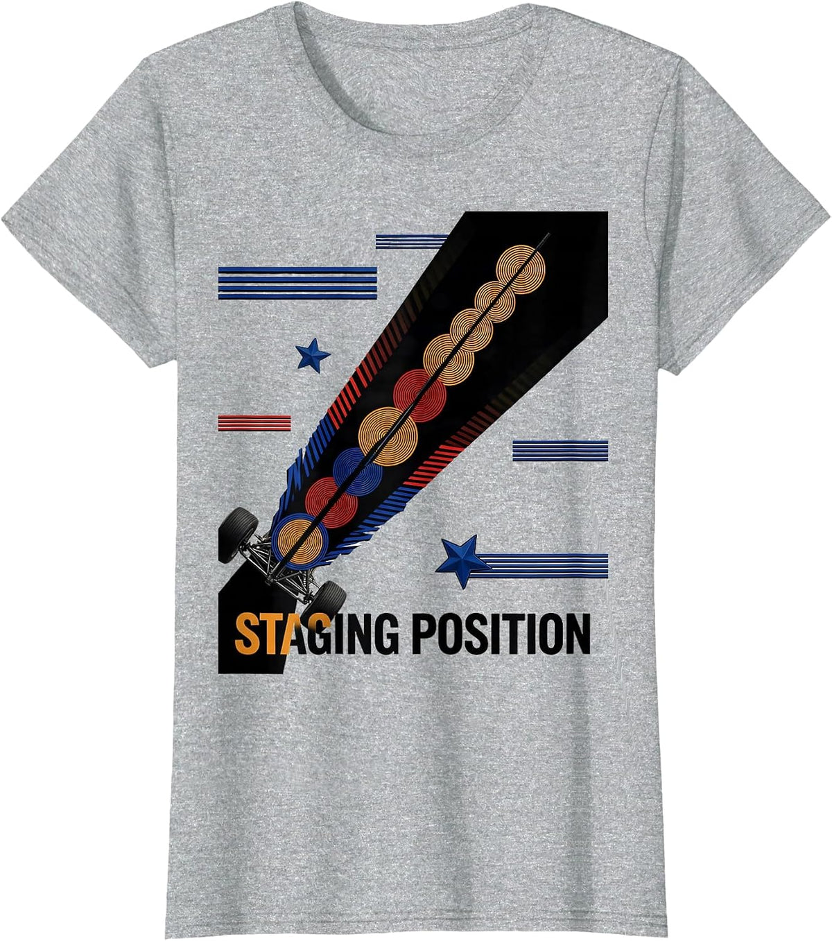 Staging Position Futurist Dynamism RC Drag Racing American T-Shirt - Heather Grey