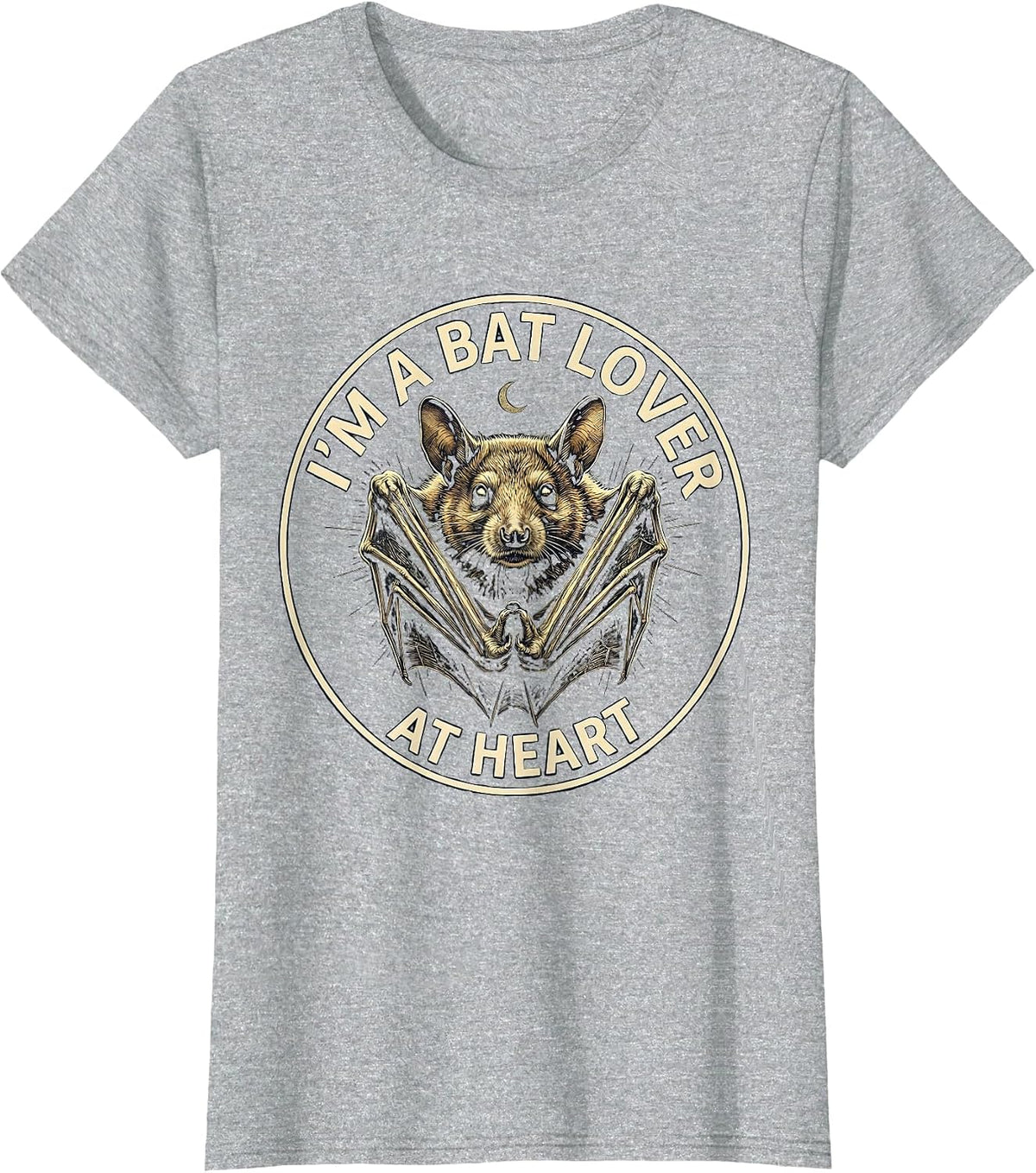 Women's I'm A Bat Lover At Heart Vintage Bat Lover Halloween Nature T-Shirt - Heather Grey