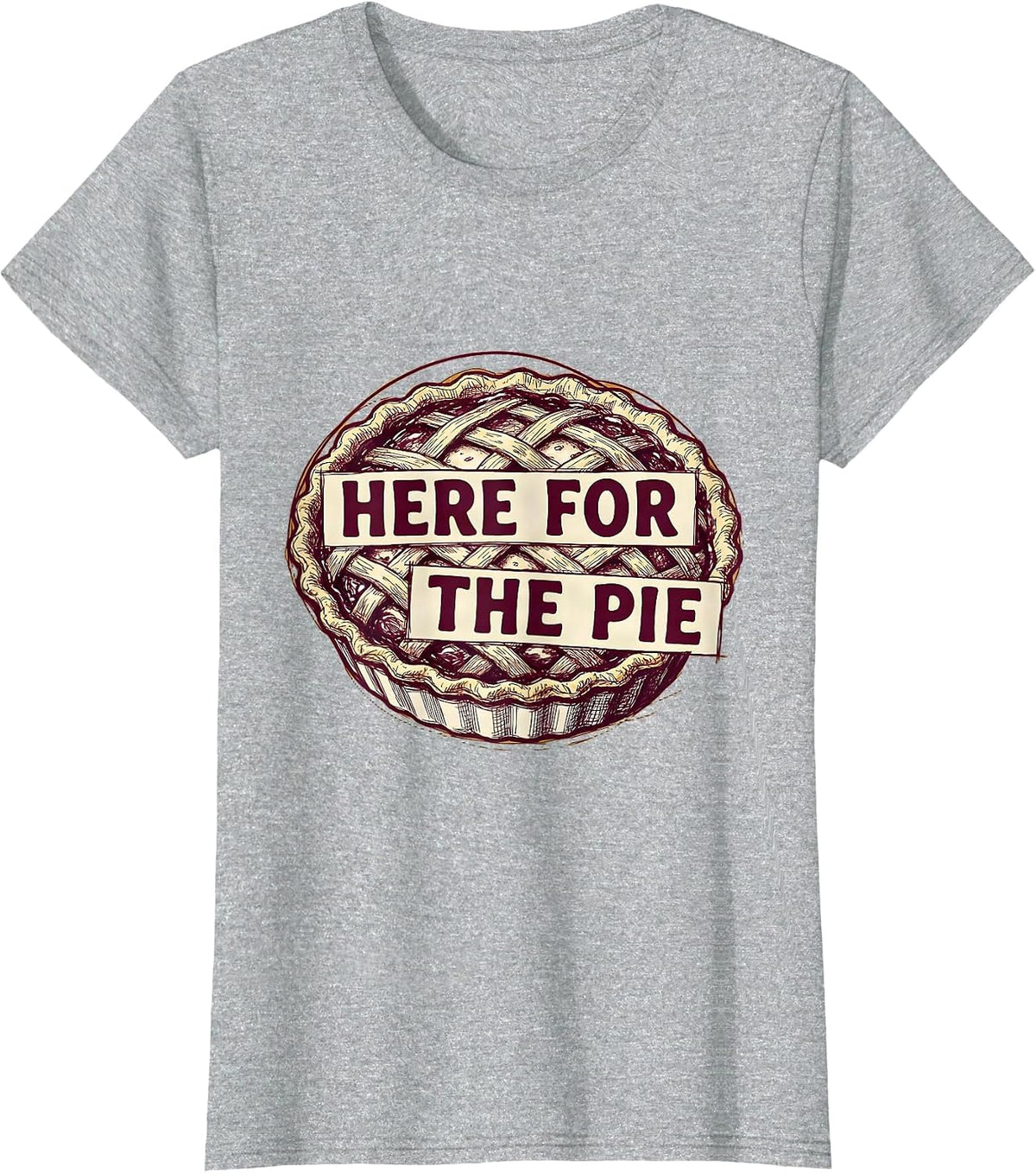 Women's Here for the Pie Funny Thanksgiving Design T-Shirt - Heather Grey