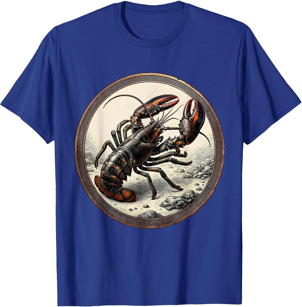 Lobster Silhouette Deep Ocean Floor Graphic T-Shirt - Royal Blue