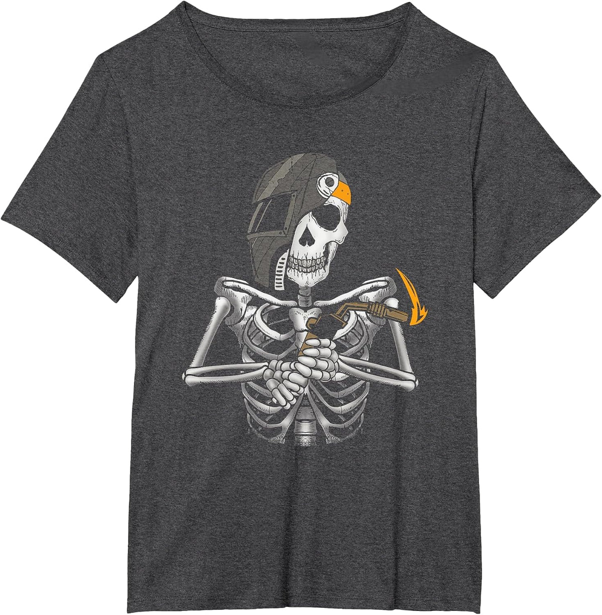 Welding Arc Welder Skeleton Skull Tig Gas Welding Horror T-Shirt - Dark Heather Grey